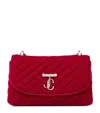 Jimmy Choo Small Curve Velvet Cross-body Bag In Red