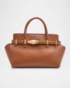 Jimmy Choo Small Diamond Belted Leather Top-handle Bag In Tanecrugold