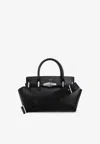 Jimmy Choo Small Diamond Belted Leather Top-handle Bag In Black