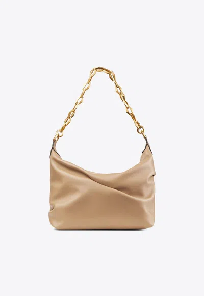 Jimmy Choo Diamond Soft Leather Shoulder Bag In Nude