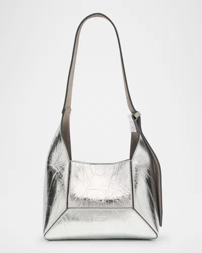 Jimmy Choo Diamond Small Embellished Leather Shoulder Bag In Silver