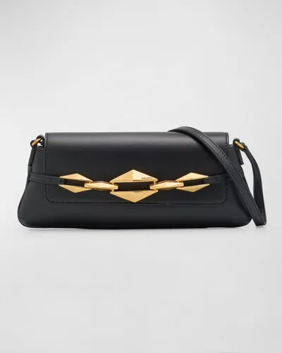 Jimmy Choo Small Diamond Leather Shoulder Bag In Black