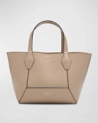 Jimmy Choo Small Diamond Leather Tote Bag In Taupe