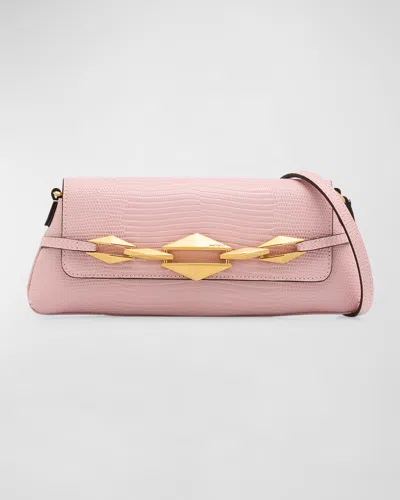 Jimmy Choo Small Diamond Lizard-embossed Shoulder Bag In Rose