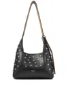 Jimmy Choo Diamond Hobo Embellished Leather Shoulder Bag In Black