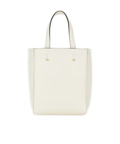 Jimmy Choo Small Lenny Logo Embossed Tote Bag In Lattegold