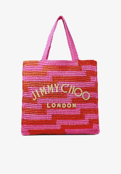 Jimmy Choo Woven Logo Tote In Multicolor