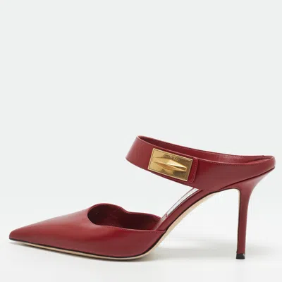 Pre-owned Jimmy Choo Smokey Size 39 Red Leather Mules