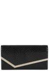 Jimmy Choo Snake-print Leather Clutch With Gold Accents In Black