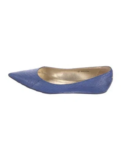 Pre-owned Jimmy Choo Snakeskin Animal Print Ballet Flats In Blue