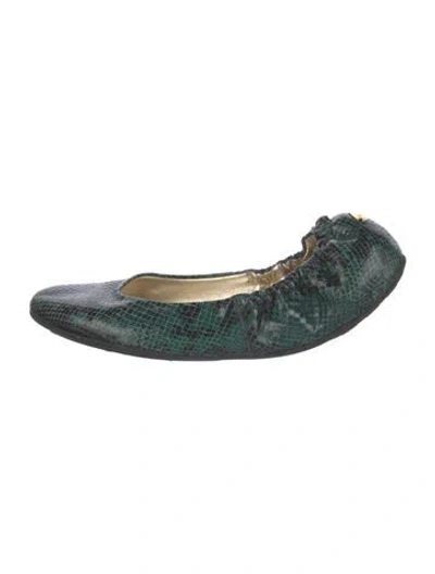 Pre-owned Jimmy Choo Snakeskin Animal Print Ballet Flats In Green