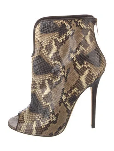 Pre-owned Jimmy Choo Snakeskin Animal Print Boots In Neutral