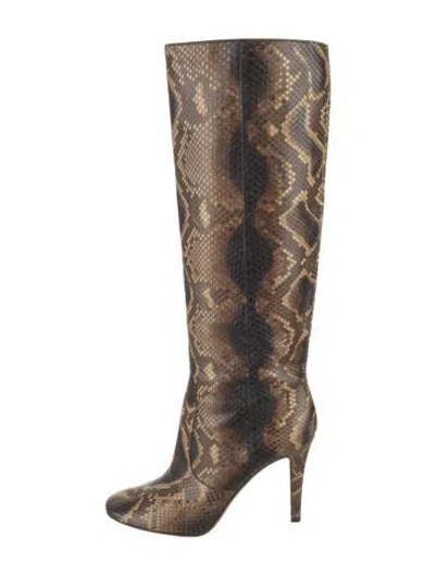 Pre-owned Jimmy Choo Snakeskin Animal Print Boots In Neutrals
