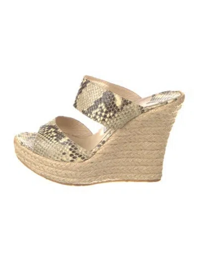 Pre-owned Jimmy Choo Snakeskin Animal Print Espadrilles In Neutral