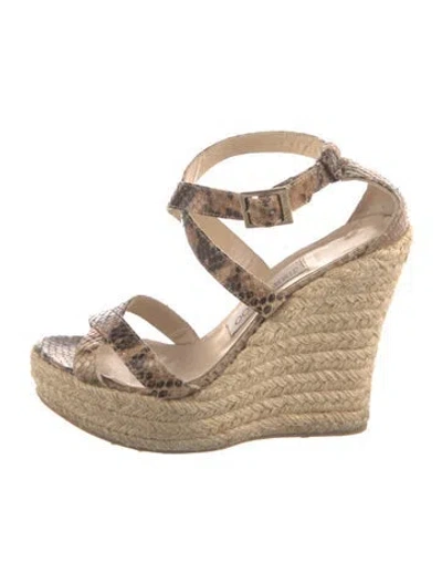 Pre-owned Jimmy Choo Snakeskin Animal Print Espadrilles In Neutral