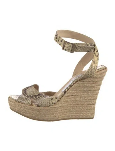 Pre-owned Jimmy Choo Snakeskin Animal Print Espadrilles In Neutral