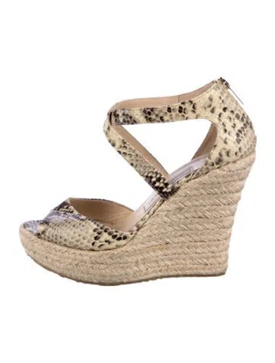 Pre-owned Jimmy Choo Snakeskin Animal Print Espadrilles In Neutral