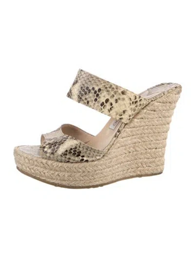 Pre-owned Jimmy Choo Snakeskin Animal Print Espadrilles In Neutral