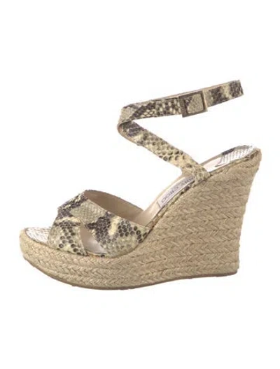 Pre-owned Jimmy Choo Snakeskin Animal Print Espadrilles In Neutrals