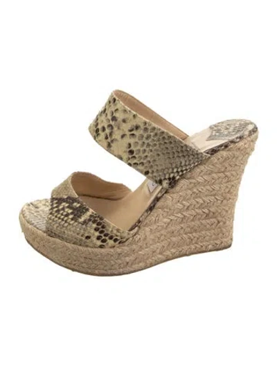 Pre-owned Jimmy Choo Snakeskin Animal Print Espadrilles In Neutrals