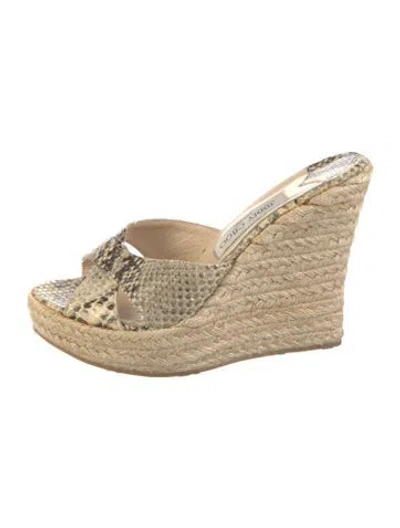 Pre-owned Jimmy Choo Snakeskin Animal Print Espadrilles In Neutrals
