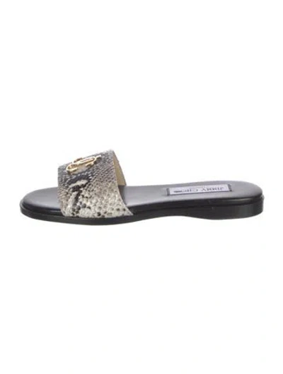Pre-owned Jimmy Choo Snakeskin Animal Print Flats In Neutral