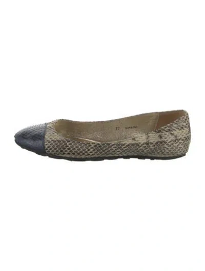 Pre-owned Jimmy Choo Snakeskin Animal Print Flats In Neutral