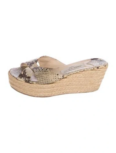 Pre-owned Jimmy Choo Snakeskin Animal Print Mules In Neutral