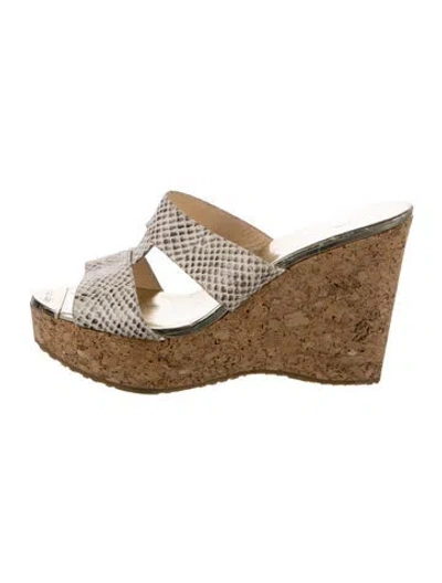 Pre-owned Jimmy Choo Snakeskin Animal Print Slides