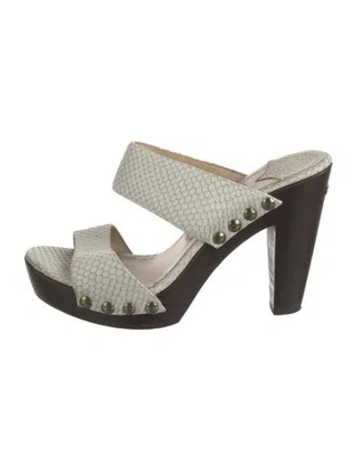 Pre-owned Jimmy Choo Snakeskin Animal Print Slides In White