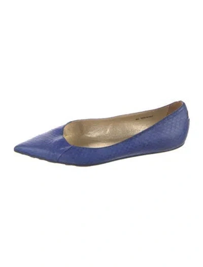 Pre-owned Jimmy Choo Snakeskin Ballet Flats In Blue