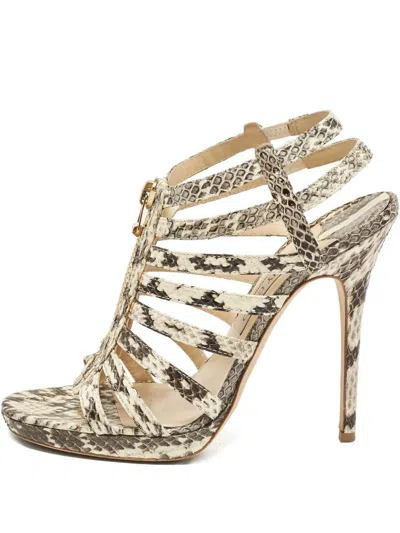 Pre-owned Jimmy Choo Snakeskin Cage Pumps In Neutral