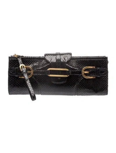 Pre-owned Jimmy Choo Snakeskin Clutch In Black