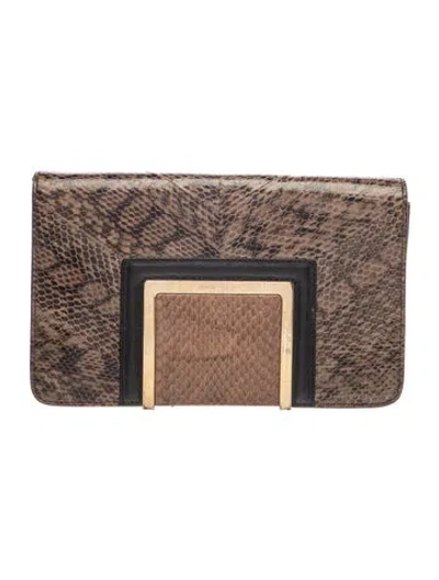 Pre-owned Jimmy Choo Snakeskin Clutch In Brown