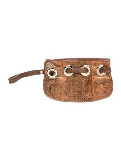 Pre-owned Jimmy Choo Snakeskin Clutch In Brown