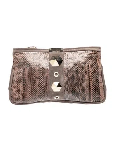 Pre-owned Jimmy Choo Snakeskin Clutch In Gray