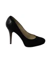 Jimmy Choo Snakeskin Effect Back Heel Pumps In Black Suede In Black