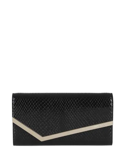 Jimmy Choo Snakeskin-effect Clasp Bag In Black