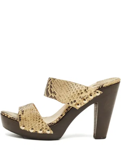 Pre-owned Jimmy Choo Snakeskin Embossed Platform Sandals In Neutral
