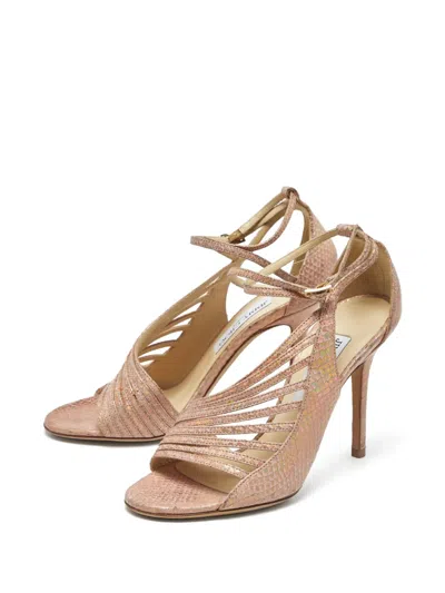 Pre-owned Jimmy Choo Snakeskin-embossed Sandals In Pink