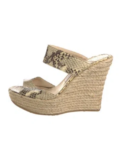 Pre-owned Jimmy Choo Snakeskin Espadrilles In Neutral