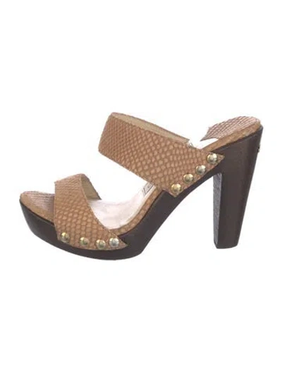 Pre-owned Jimmy Choo Snakeskin Patterned Slides In Neutral