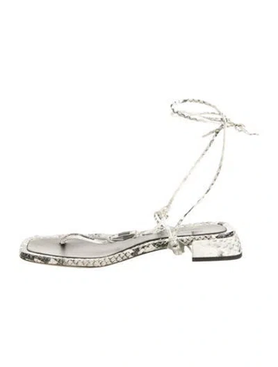 Pre-owned Jimmy Choo Snakeskin Printed Gladiator Sandals In White