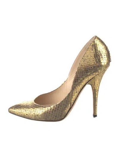 Pre-owned Jimmy Choo Snakeskin Pumps In Gold