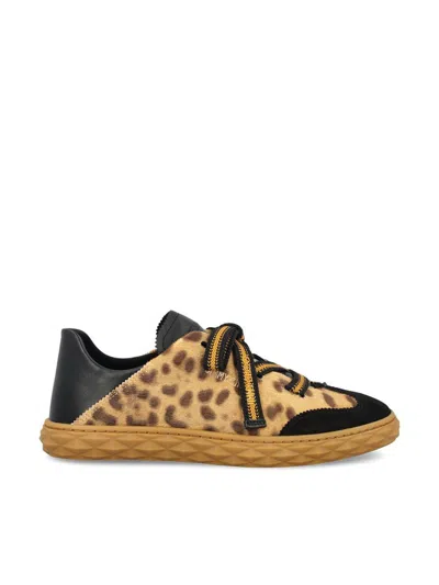 Jimmy Choo Diamond Light Flex Animal-print Sneakers In Black