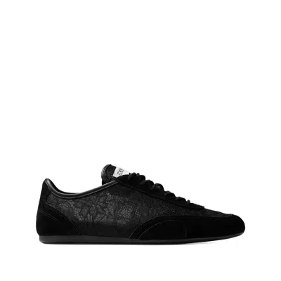 Jimmy Choo Sunny Leather-trimmed Suede And Lace Sneakers In Black
