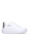 Jimmy Choo Low Top Leather Sneakers With Metallic Heel In White