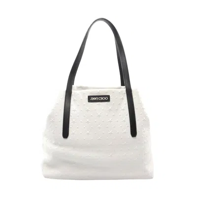 Jimmy Choo Sofia M Star Embossed Tote Bag In White