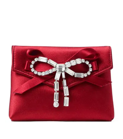 Jimmy Choo Soft Bow Card Holder In Red