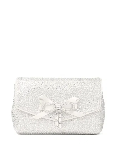 Jimmy Choo Soft Bow Crystal Mini Bag In White
